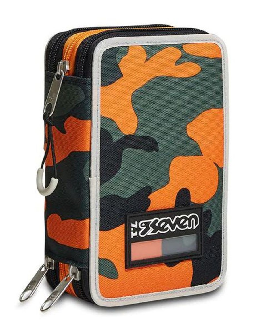 Zaini Seven | Astuccio Scuola Seven 3 Zip Camoupix Boy