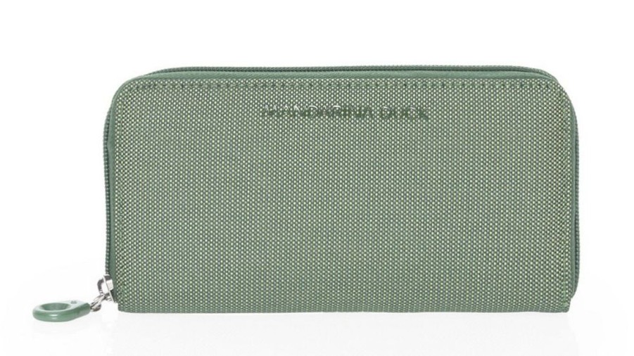 Pelletteria Mandarina Duck | Portafoglio Donna Con Zip Mandarina Duck Md20 Mpn1 Foliage Green