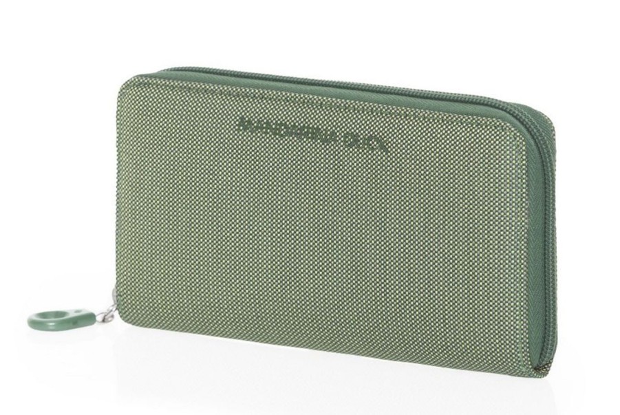 Pelletteria Mandarina Duck | Portafoglio Donna Con Zip Mandarina Duck Md20 Mpn1 Foliage Green