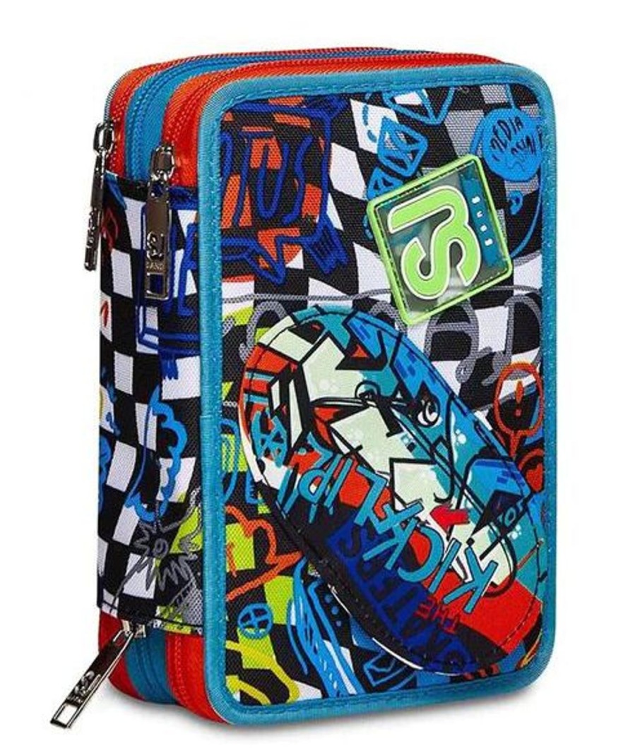 Zaini Sj Gang | Astuccio Scuola 3 Zip Sj Trickflip Boy