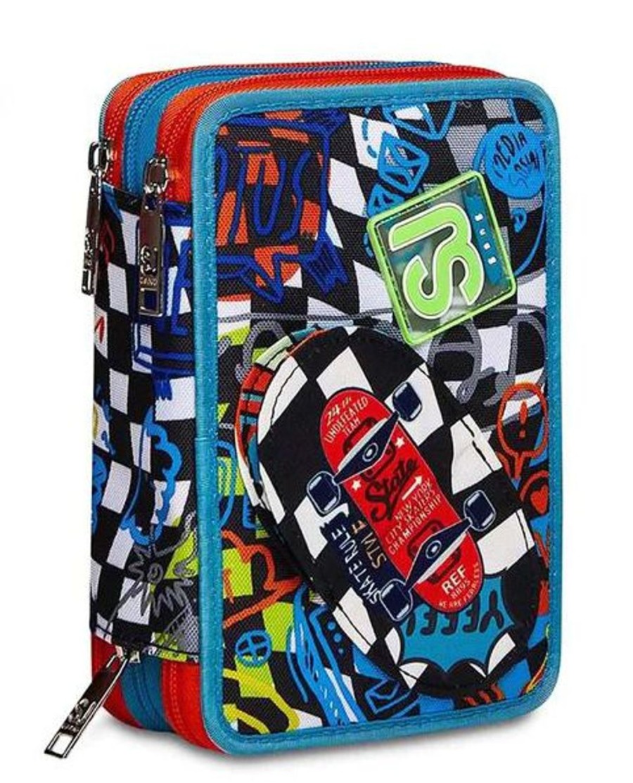 Zaini Sj Gang | Astuccio Scuola 3 Zip Sj Trickflip Boy