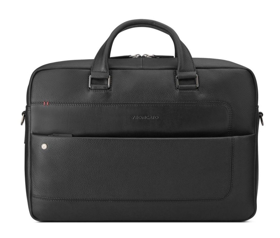 Borse Ufficio Roncato | Borsa Lavoro In Pelle Roncato Alaska 2428 Nero