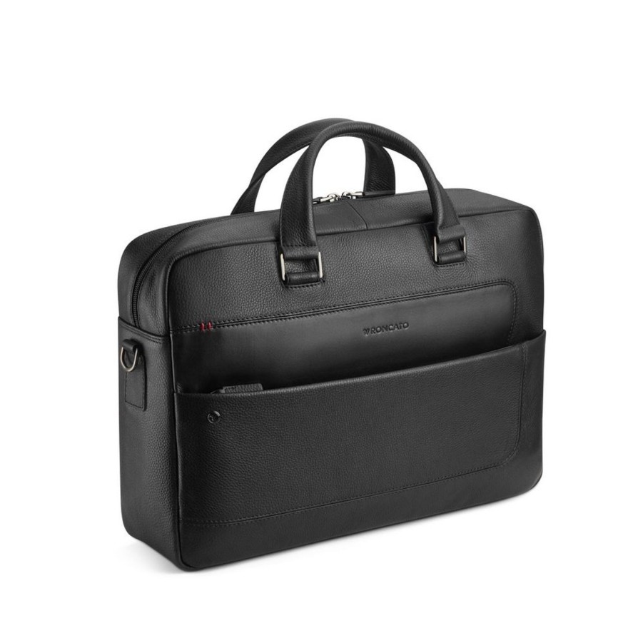 Borse Ufficio Roncato | Borsa Lavoro In Pelle Roncato Alaska 2428 Nero