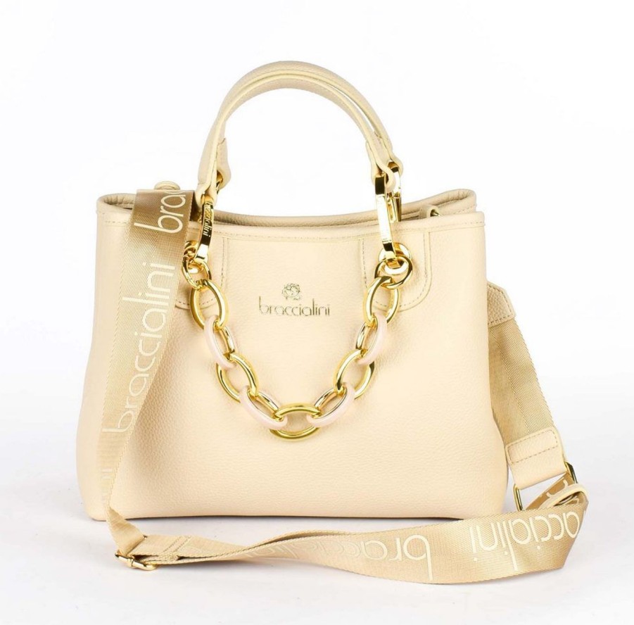 Borse Donna Braccialini | Borsa A Mano Piccola Braccialini Beth Beige