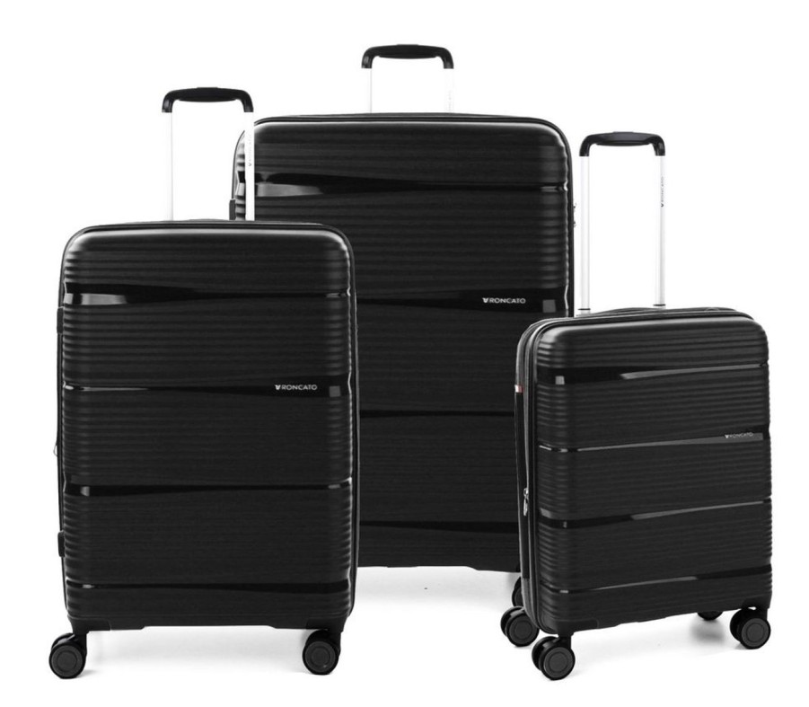 Valigie Roncato | Set 3 Trolley Espandibili Roncato R-Lite Nero