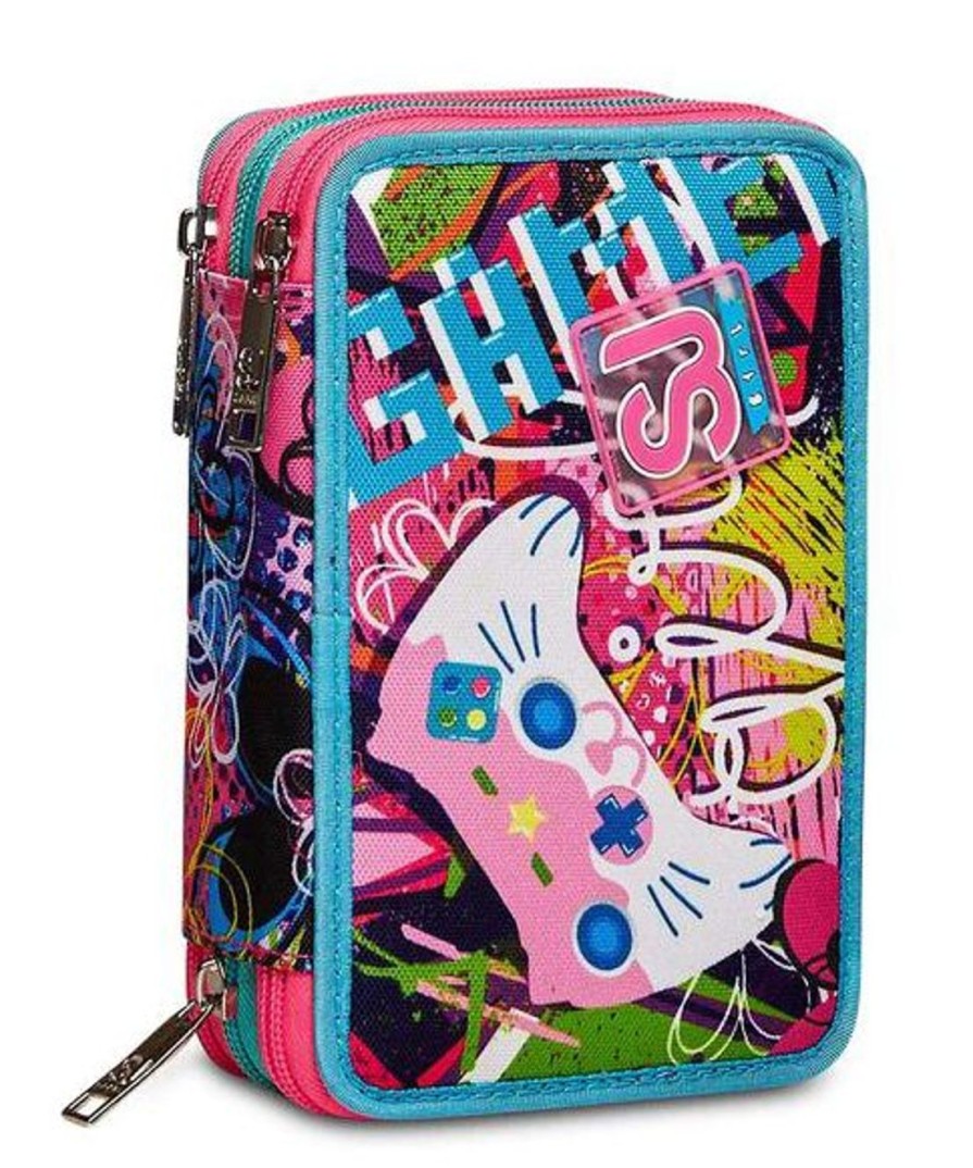 Zaini Sj Gang | Astuccio Scuola 3 Zip Sj Gleamled Girl