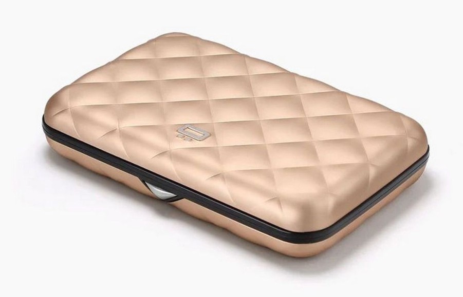 Pelletteria Ogon Design | Portafoglio In Alluminio Ogon Design Smart Case V2 Quilted Rose Gold