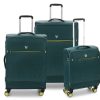 Valigie Roncato | Set 3 Trolley Espandibili Roncato Crosslite Verde Bottiglia