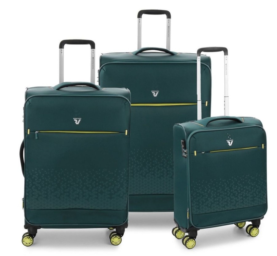 Valigie Roncato | Set 3 Trolley Espandibili Roncato Crosslite Verde Bottiglia