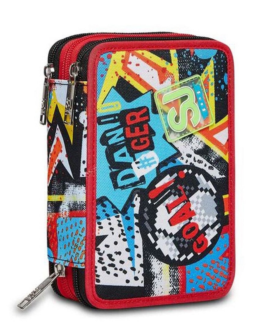 Zaini Sj Gang | Astuccio Scuola 3 Zip Sj Firegoal