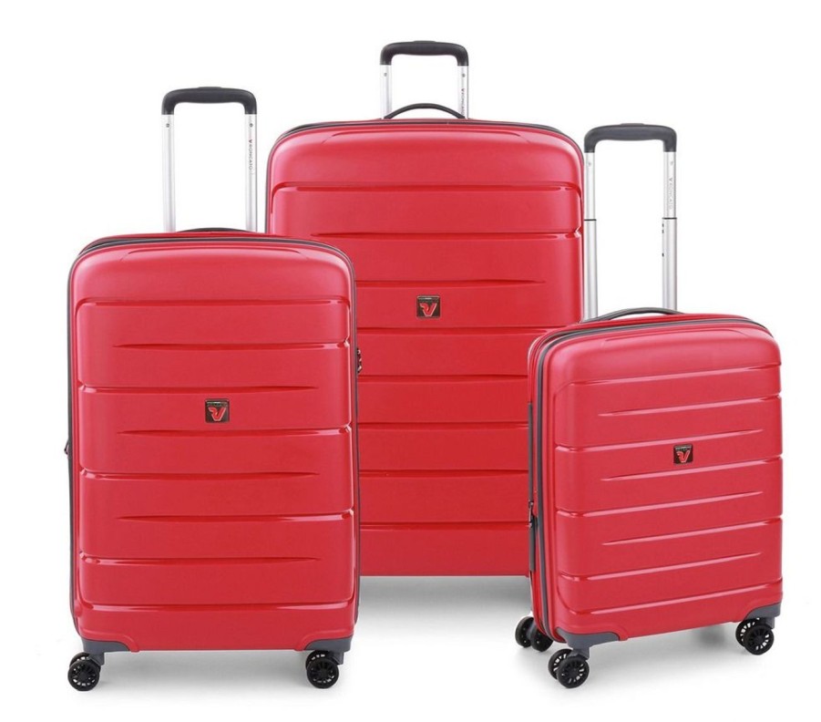 Valigie Roncato | Set 3 Trolley Espandibili Roncato Flight Dlx Rosso