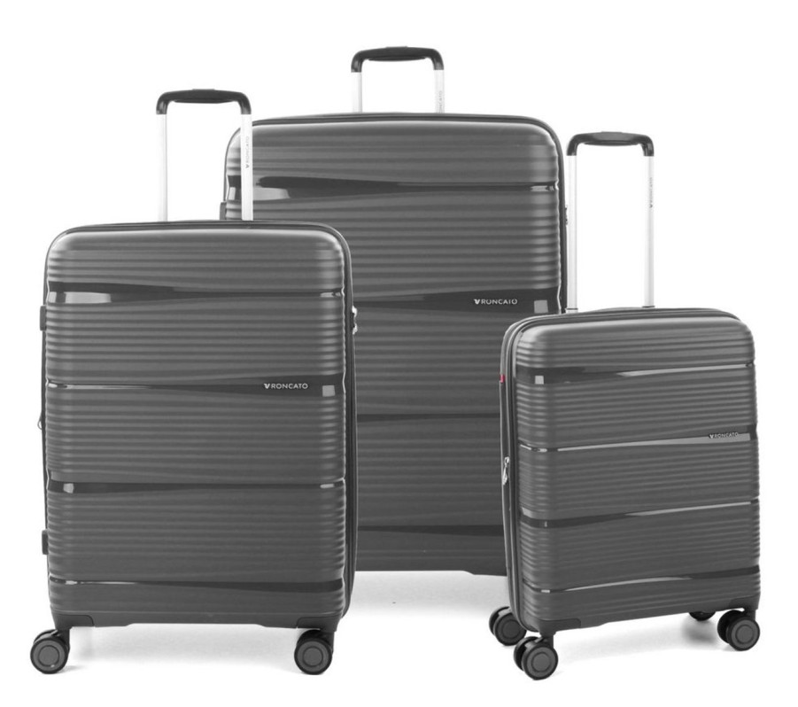 Valigie Roncato | Set 3 Trolley Espandibili Roncato R-Lite Antracite