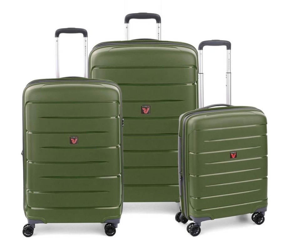 Valigie Roncato | Set 3 Trolley Espandibili Roncato Flight Dlx Verde Militare