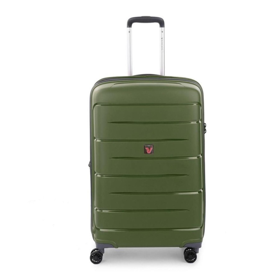 Valigie Roncato | Set 3 Trolley Espandibili Roncato Flight Dlx Verde Militare