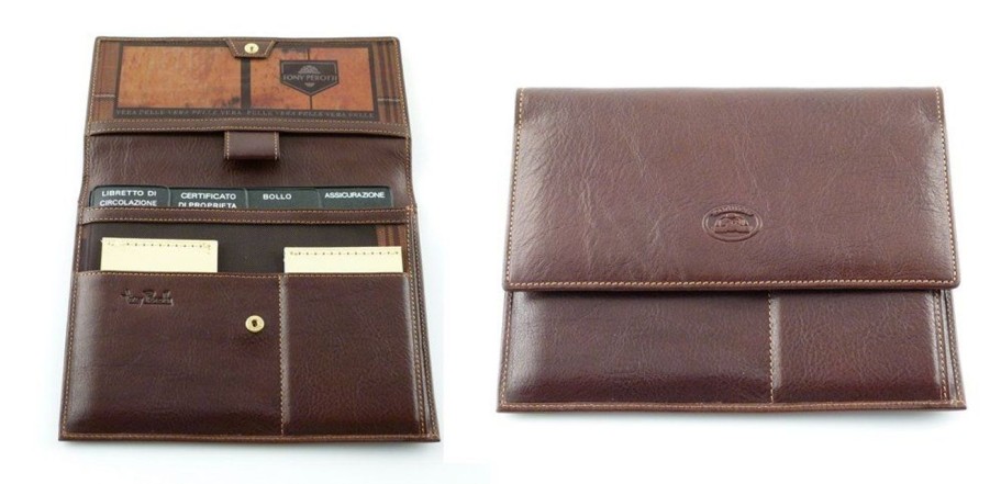 Pelletteria Tony Perotti | Portadocumenti Auto In Cuoio Tony Perotti Art 1068M Moro Brown