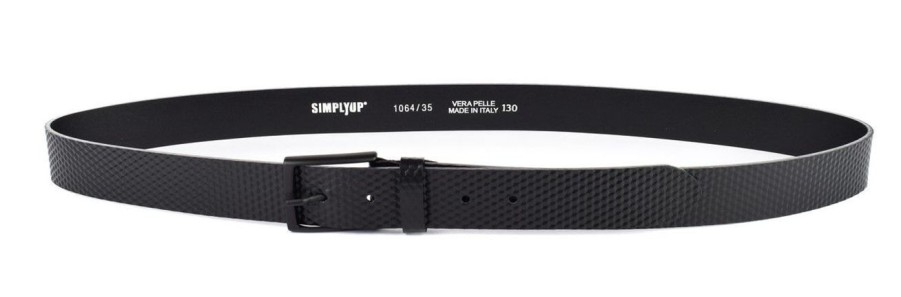 Pelletteria SIMPLYUP | Cintura In Pelle Simplyup 1064 Nera Carbonio