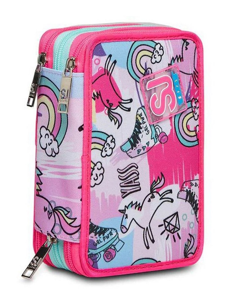 Zaini Sj Gang | Astuccio Scuola 3 Zip Sj Primino Girl