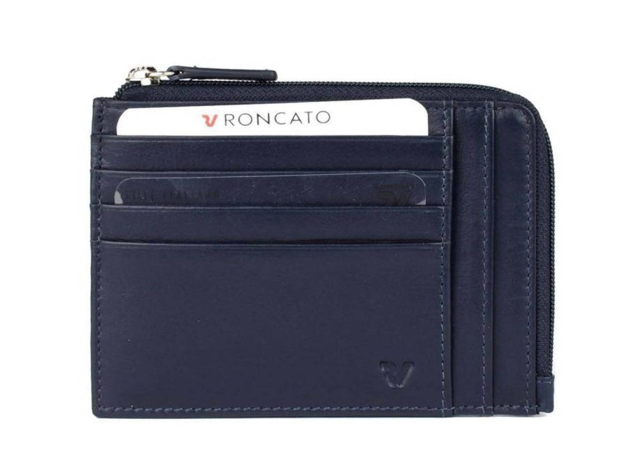 Pelletteria Roncato | Portadocumenti Piatto Con Zip Roncato Pascal 2907 Blu