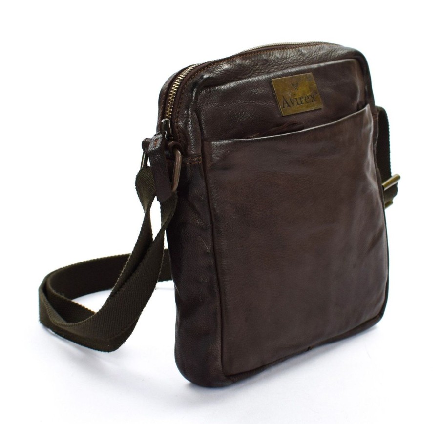 Borse Uomo Avirex | Borsa Tracolla Uomo In Pelle Avirex Mayday Mdy06 Brown