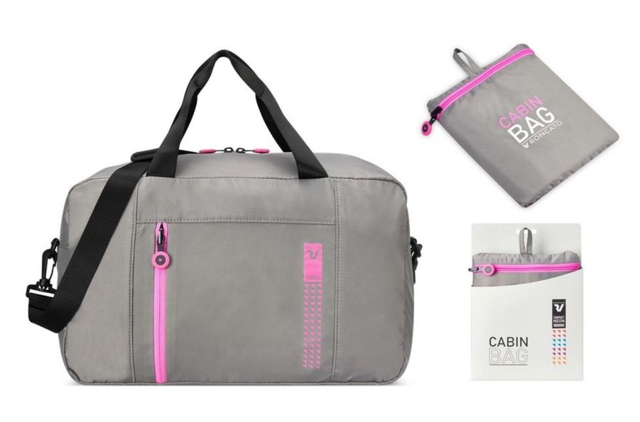 Valigie Roncato | Borsa Cabina Pieghevole 40X25X20 Roncato Compact Neon 2011 Grigio