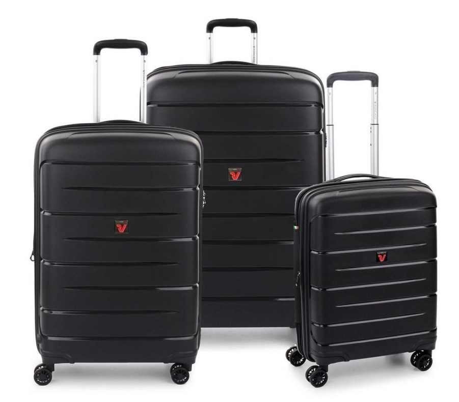 Valigie Roncato | Set 3 Trolley Espandibili Roncato Flight Dlx Nero