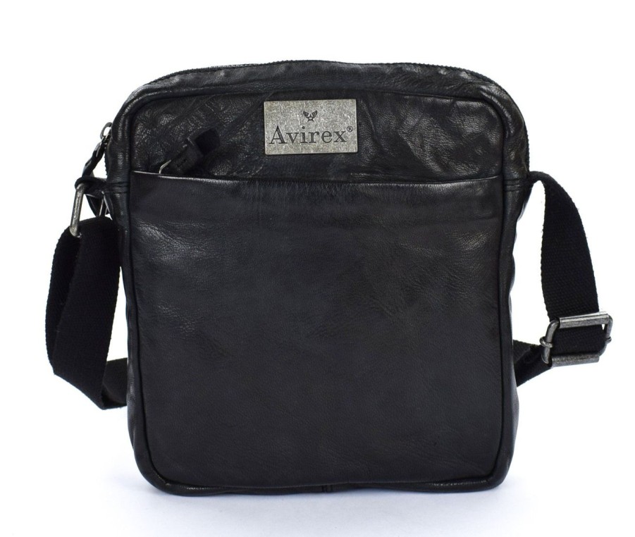 Borse Uomo Avirex | Borsa Tracolla Uomo In Pelle Avirex Mayday Mdy06 Black