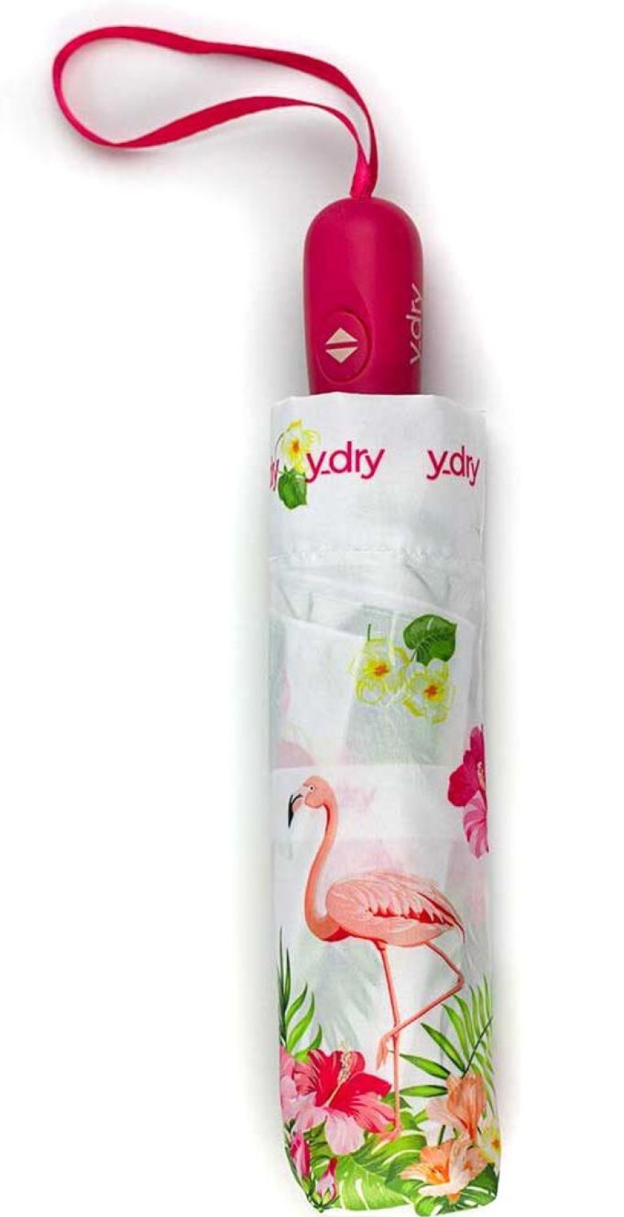 Ombrelli Ydry | Ombrello Pieghevole Automatico Ydry Flamingo Bianco