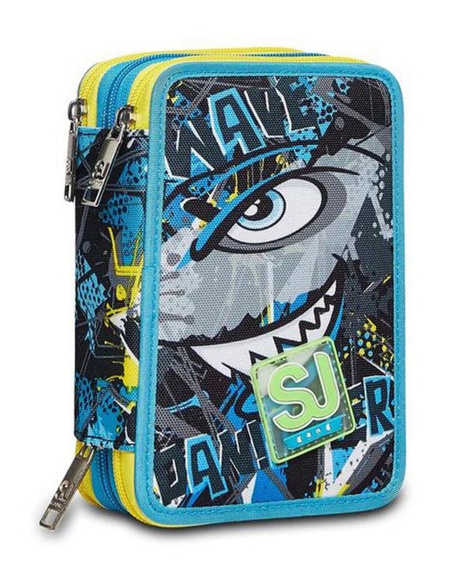 Zaini Sj Gang | Astuccio Scuola 3 Zip Sj Sharken