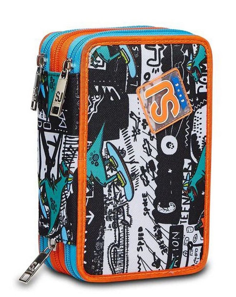 Zaini Sj Gang | Astuccio Scuola 3 Zip Sj Primino Boy