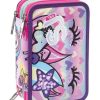 Zaini Sj Gang | Astuccio Scuola 3 Zip Sj Animal Fantasy Unicorno Animal Unicorno