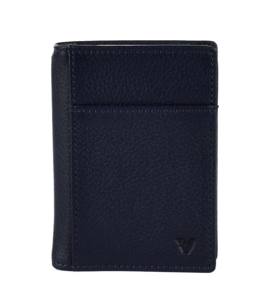 Pelletteria Roncato | Portafoglio Fermasoldi A Molla Roncato Vesuvio 0026 Navy/Blu