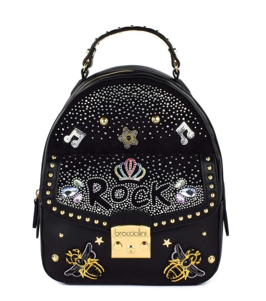 Borse Donna Braccialini | Zaino Donna Braccialini Rock Nero