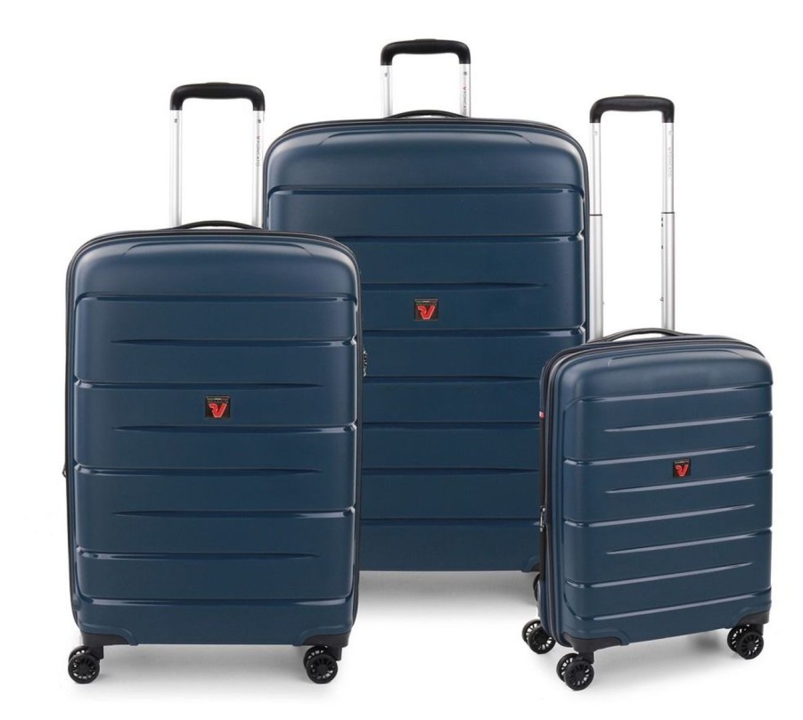 Valigie Roncato | Set 3 Trolley Espandibili Roncato Flight Dlx Blu Notte