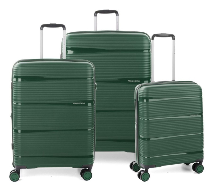 Valigie Roncato | Set 3 Trolley Espandibili Roncato R-Lite Verde Bottiglia