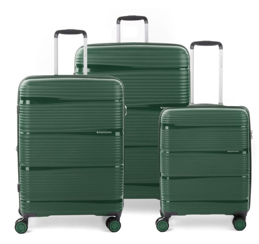 Valigie Roncato | Set 3 Trolley Espandibili Roncato R-Lite Verde Bottiglia