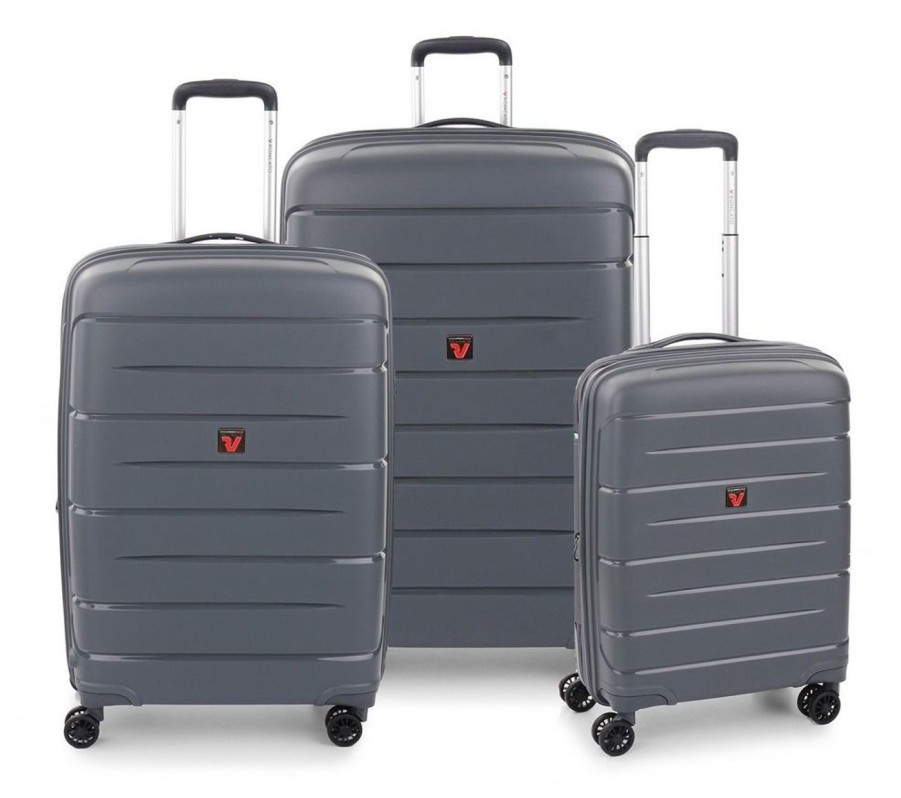 Valigie Roncato | Set 3 Trolley Espandibili Roncato Flight Dlx Antracite